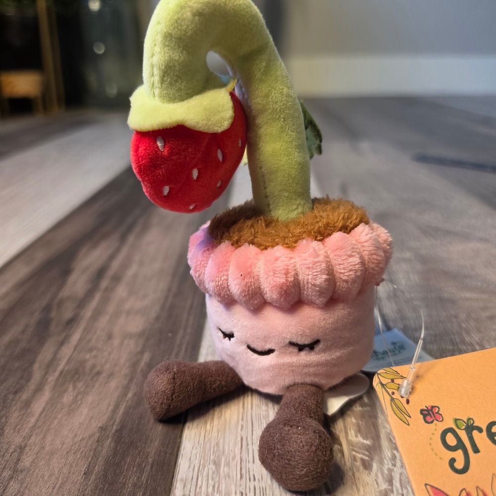 Russ Greenhouse Strawberry Plush Toy Unisex Small Pink NWT Potted Plant Kawaii - Picture 5 of 5